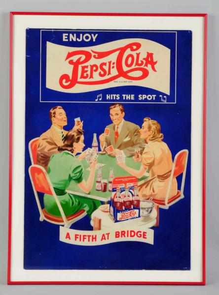 Appraisal: Cardboard Pepsi-Cola Poster Early s Framed under glass Only slight