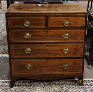 Appraisal: George III inlaid mahogany chest circa having a rectangular top