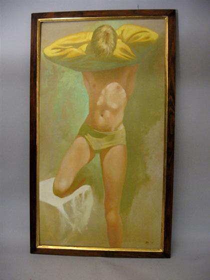 Appraisal: Large framed Oil on Canvas of a Swimmer th c