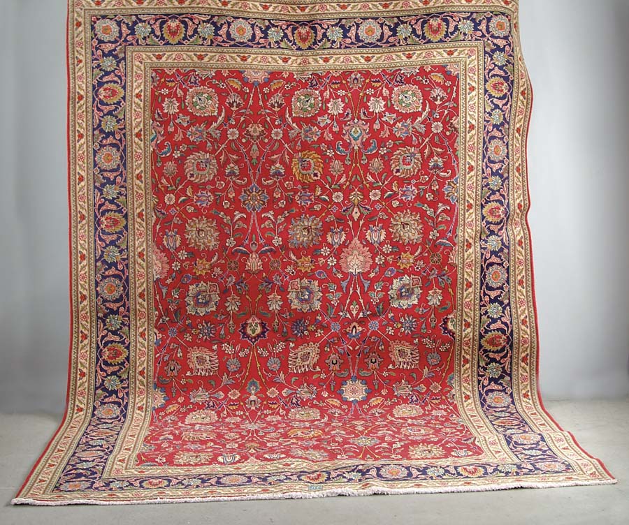 Appraisal: TABRIZ ORIENTAL RUG Mid- th Century Red field with all