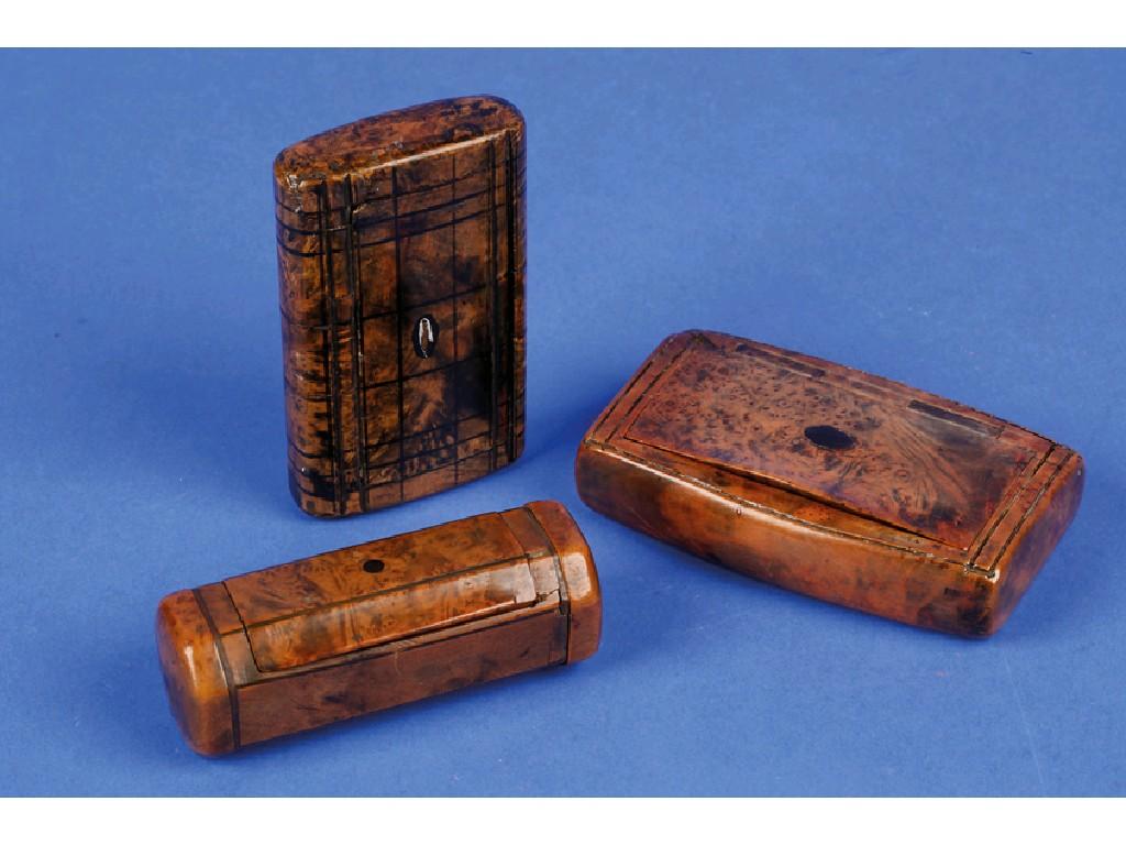 Appraisal: TWO TH CENTURY HORN AND BURWOOD SNUFF BOXES and another