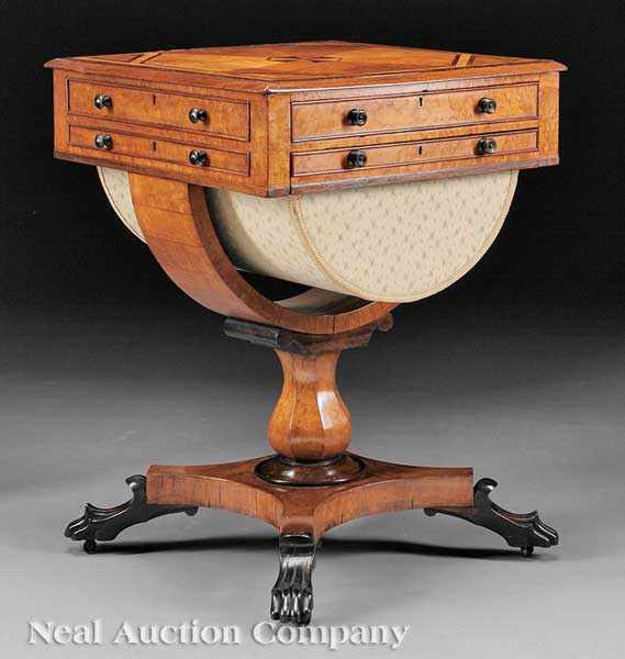 Appraisal: A Regency Inlaid Maple and Rosewood Banded Work Table c