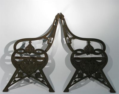 Appraisal: A pair of Coalbrookdale cast iron bench ends designed by