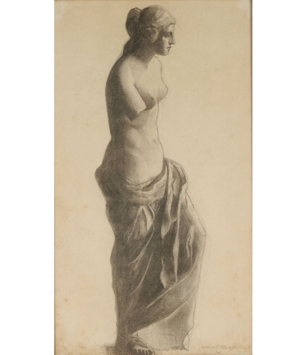 Appraisal: Doel Reed American - Venus de Milo charcoal sketch x