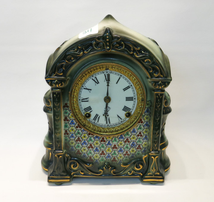 Appraisal: ANSONIA ABIA MODEL CHINA CASE MANTEL CLOCK decorated in Arabian