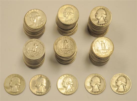 Appraisal: COINS One hundred and twenty five pre- Washington quarters grades