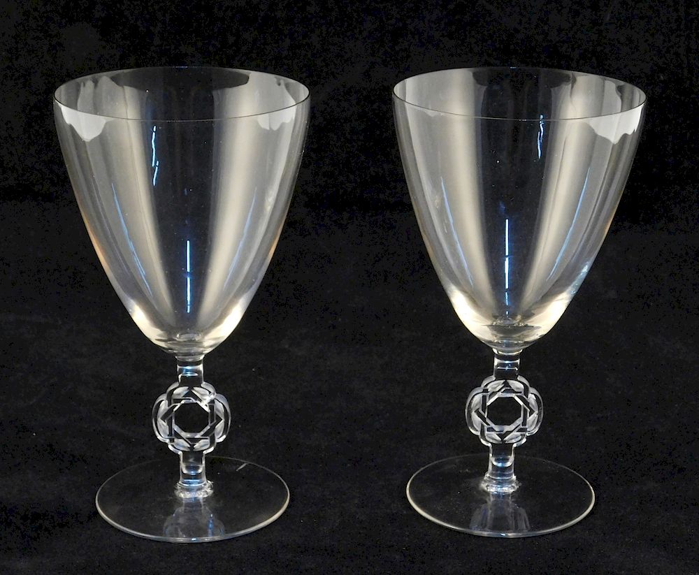 Appraisal: Pair of Lalique goblets Pair of Lalique goblets each marked