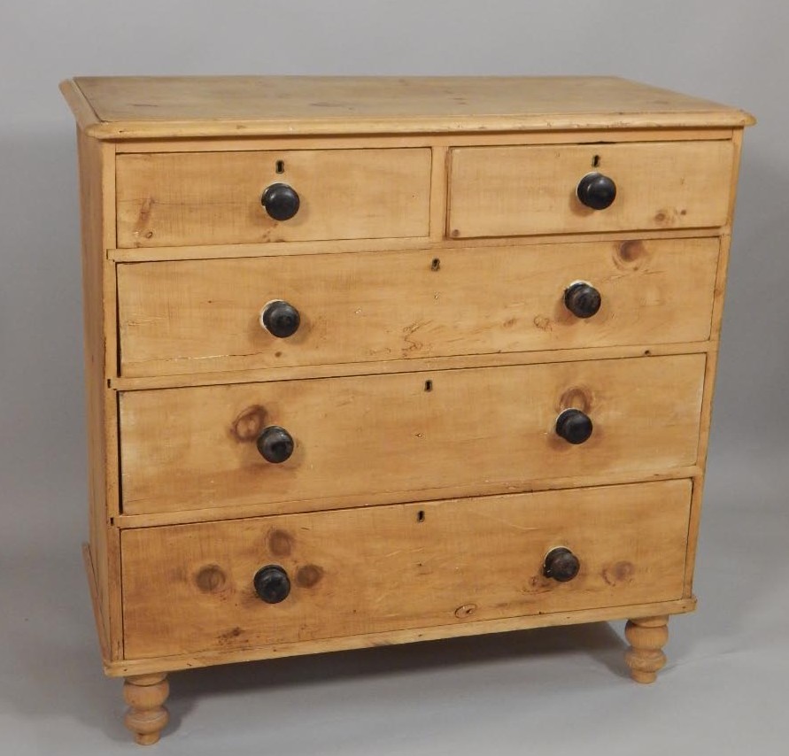 Appraisal: A Victorian stripped pine chest of two short and three