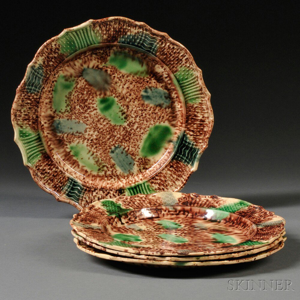 Appraisal: Four Staffordshire Cream-colored Earthenware Plates England mid- th century each