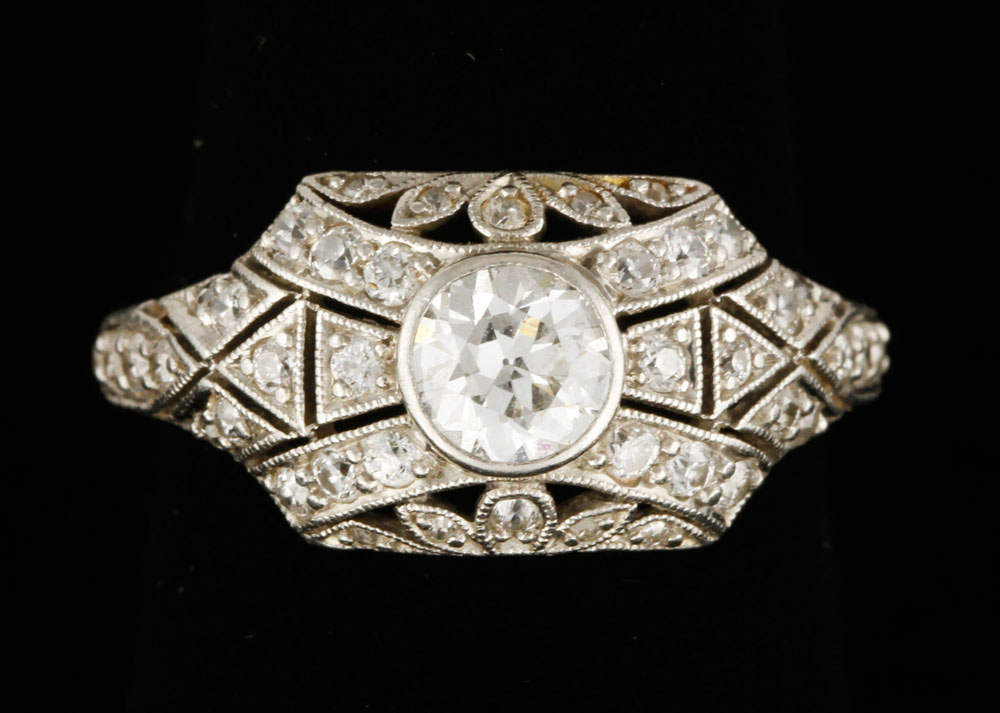 Appraisal: - Platinum Diamond Ring Diamond ring platinum approximately CT center