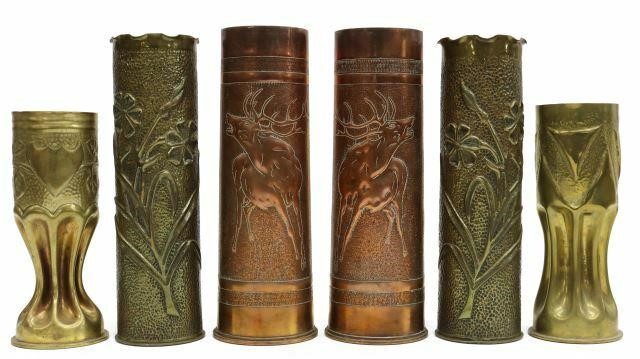 Appraisal: lot of WWI-era trench art vases fashioned from artillery shells