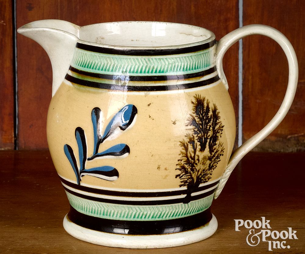 Appraisal: Small mocha pitcher Small mocha pitcher with twig and seaweed