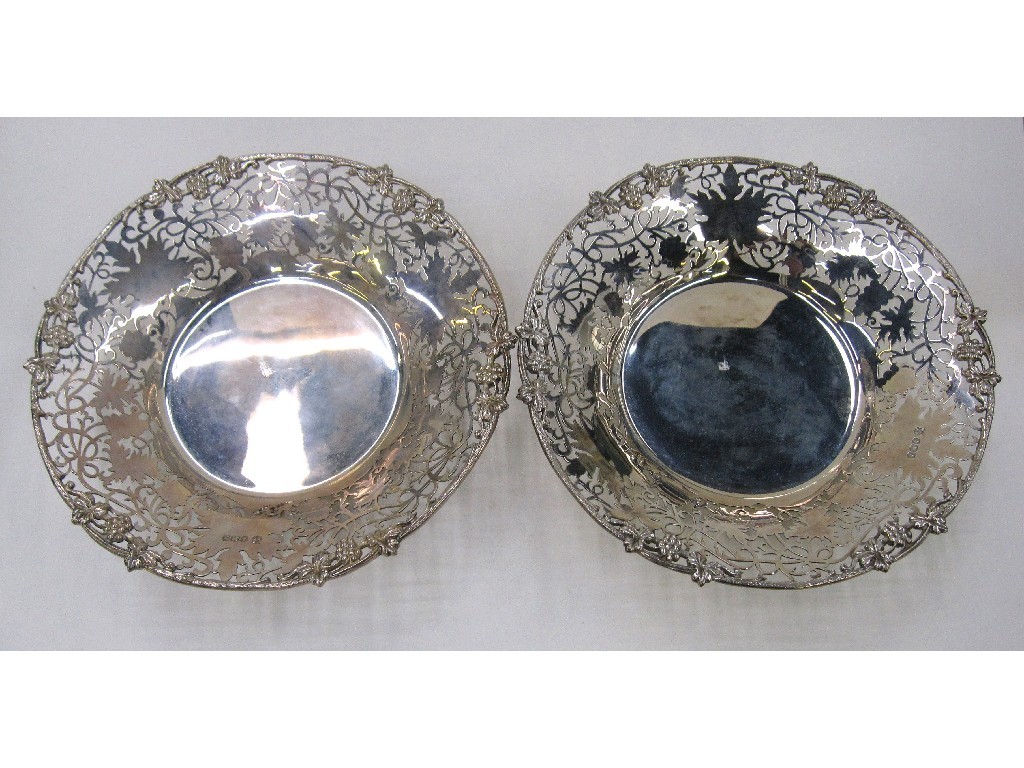 Appraisal: Pair of silver dishes with pierced decoration Sheffield