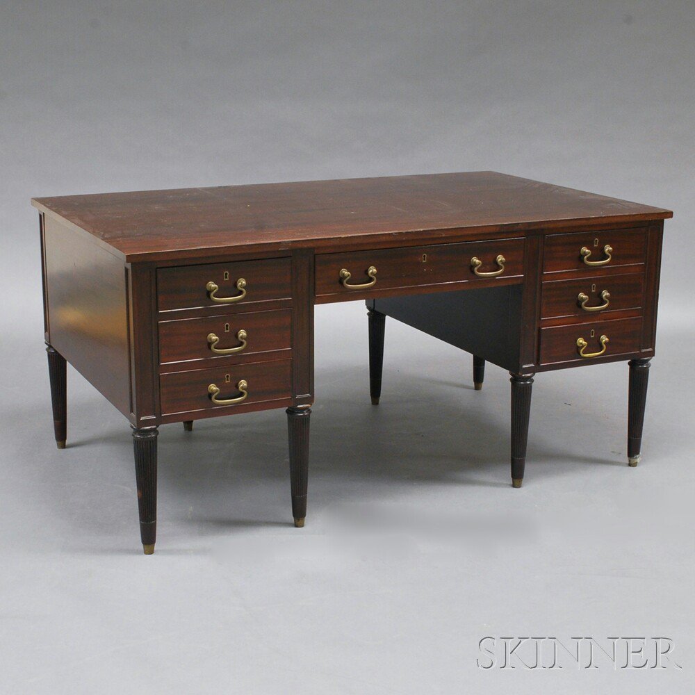 Appraisal: Regency-style Mahogany Partner's Desk each side with a central drawer