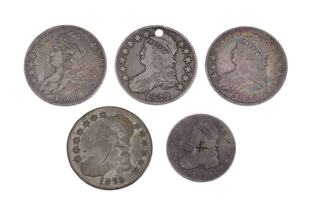 Appraisal: CAPPED BUST US SILVER HALF DOLLAR COINS To include Ungraded