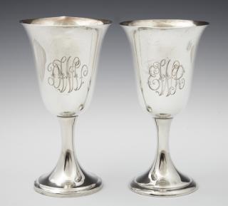 Appraisal: Two Sterling Goblets th c one by Newport Two Sterling