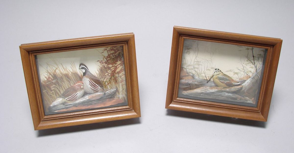 Appraisal: PAIR OF JOSEPH Q WHIPPLE SHADOW BOX DIORAMAS Circa Woodcock