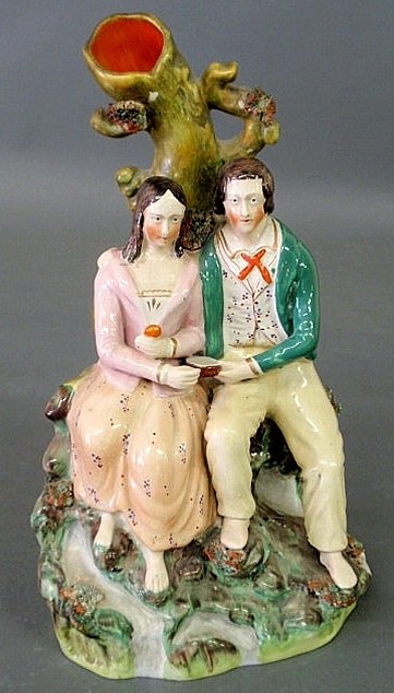 Appraisal: Staffordshire figural group spill vase of Paul and Virginia sitting