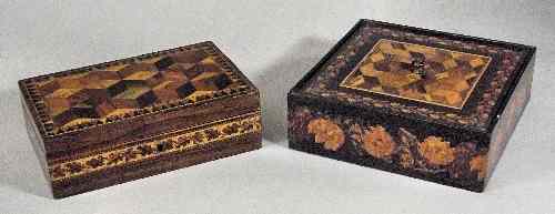 Appraisal: A Victorian rosewood and Tunbridge ware square box and cover