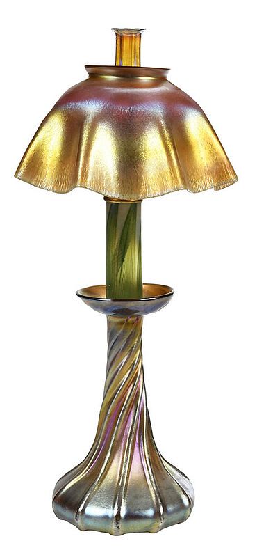 Appraisal: Tiffany Favrile Art Glass Candle Lamp American early th century