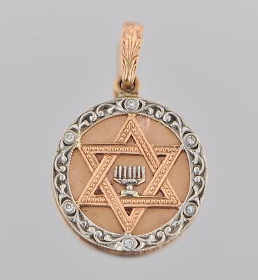 Appraisal: A Gold and Diamond Star of David Pendant k rose