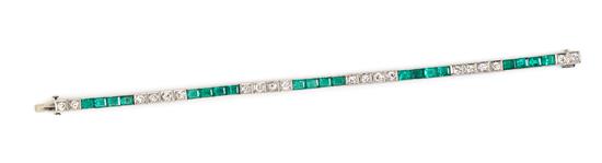 Appraisal: Sale Lot An Art Deco Platinum Emerald and Diamond Line