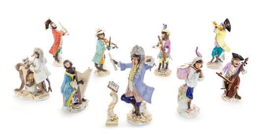 Appraisal: Sale Lot A Meissen Porcelain Ten-Piece Monkey Band the th