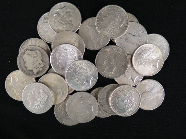 Appraisal: U S Morgan and Peace Silver Dollars mixed to 's