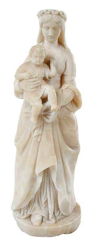 Appraisal: Alabaster Devotional Sculpture Continental th century Madonna and Child -