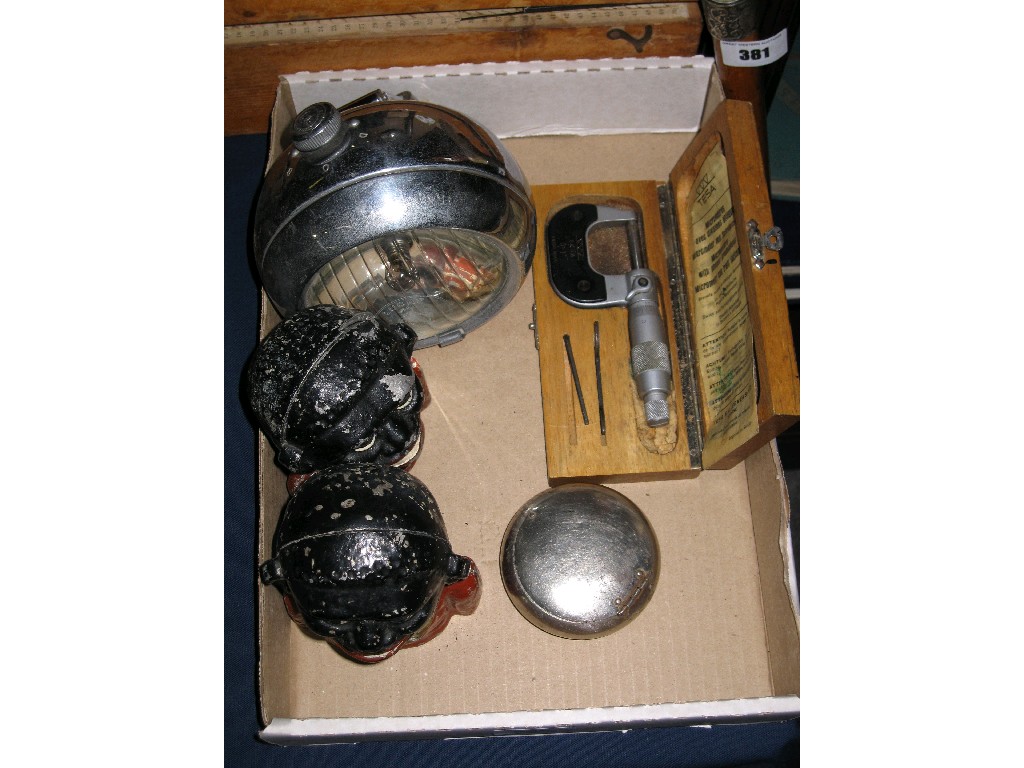 Appraisal: Box of miscellania - cast iron bank etc