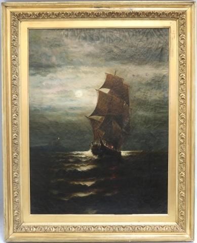 Appraisal: WESLEY WEBER - AMERICAN OIL PAINTINGON CANVAS DEPICTS A SQUARE-RIGGER