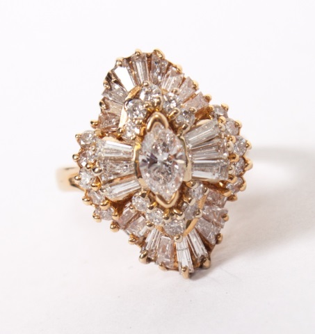 Appraisal: Lady's K gold and diamond cocktail ring centering a marquise