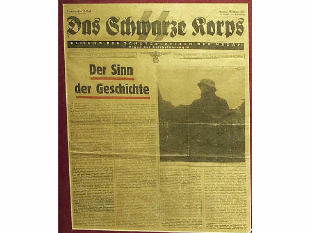 Appraisal: SS framed newspaper dated March Berlin Estimate -