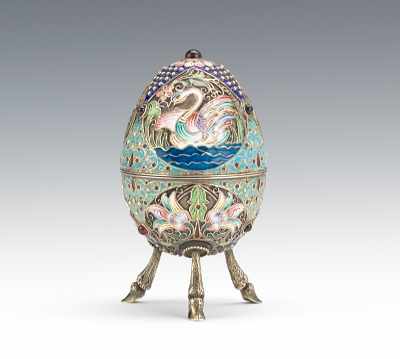 Appraisal: Russian Enameled Egg Makers Hallmark of Nikanov Zolotov ca -