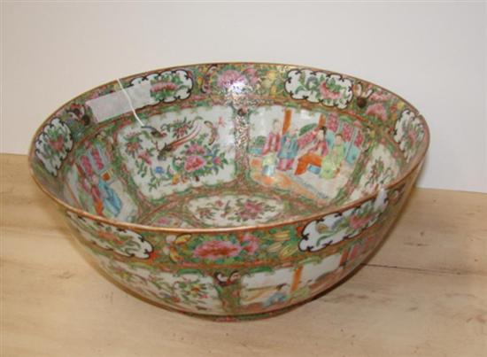 Appraisal: Chinese Export rose medallion porcelain punch bowl circa H Dia