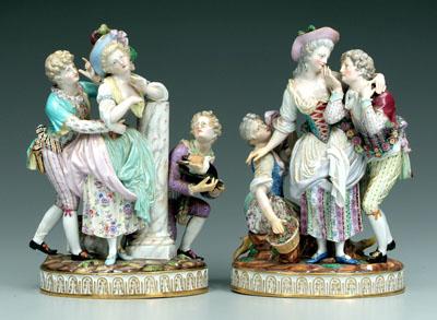 Appraisal: Pair Meissen figural groups each group with three figures and