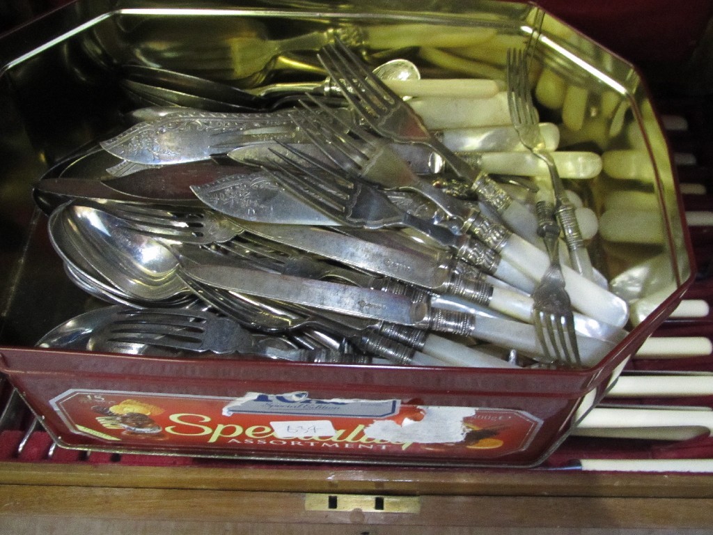 Appraisal: Lot comprising cased cutlery set loose cutlery and two other