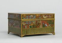 Appraisal: Cloisonn Box ca Multi-colored enamel box with great detail Interior