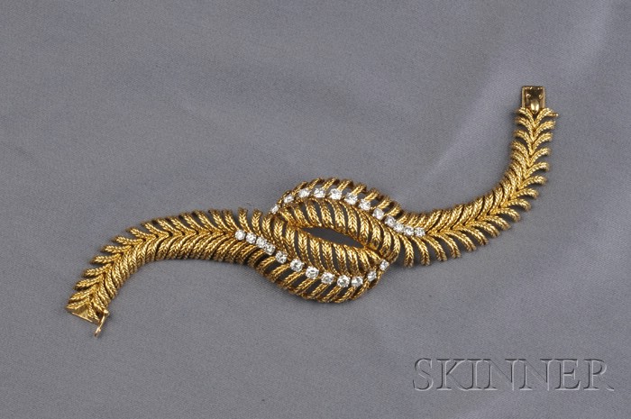 Appraisal: kt Gold and Diamond Bracelet Boucheron Paris composed of flexible