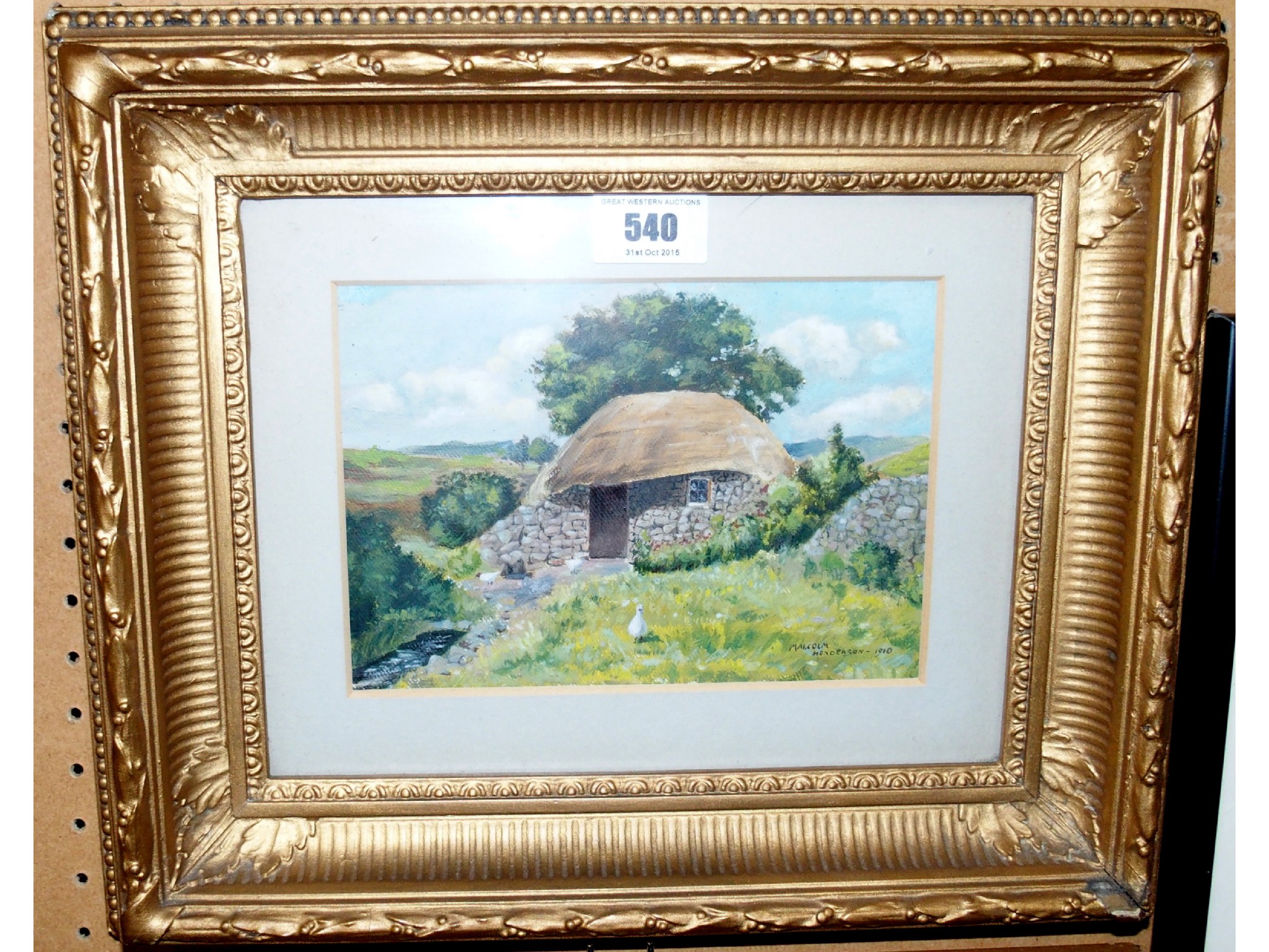 Appraisal: MALCOLM HENDERSON Sunlit cottage signed and dated oil on board