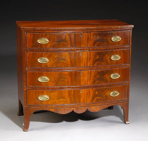 Appraisal: A Federal mahogany inlaid bowfront chest of drawers New England