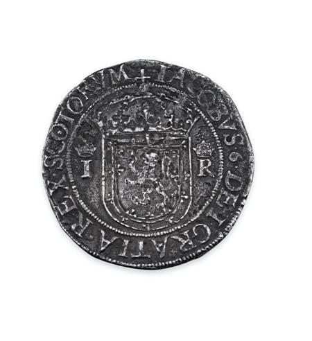 Appraisal: James VI countermarked Ryal S with crowned thistle countermark struck