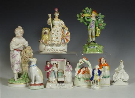 Appraisal: A group of th century Staffordshire figures comprising an early