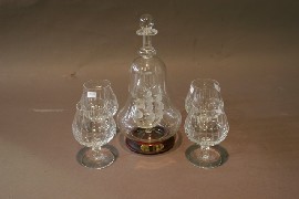 Appraisal: A set of five cut crystal brandy balloons t w