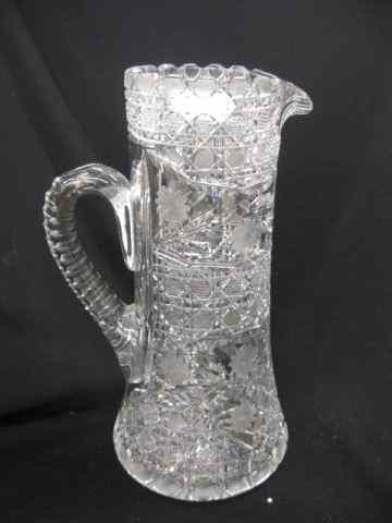 Appraisal: Huge Cut Glass Tankard button cane andfloral '' tall impressive