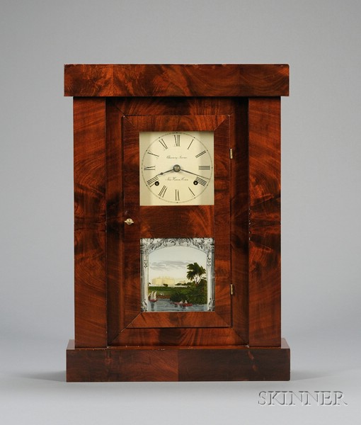 Appraisal: Empire Mahogany Shelf Clock by Chauncey Jerome New Haven Connecticut