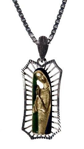 Appraisal: AN ENAMELLED PENDANT in the form of the Madonna in