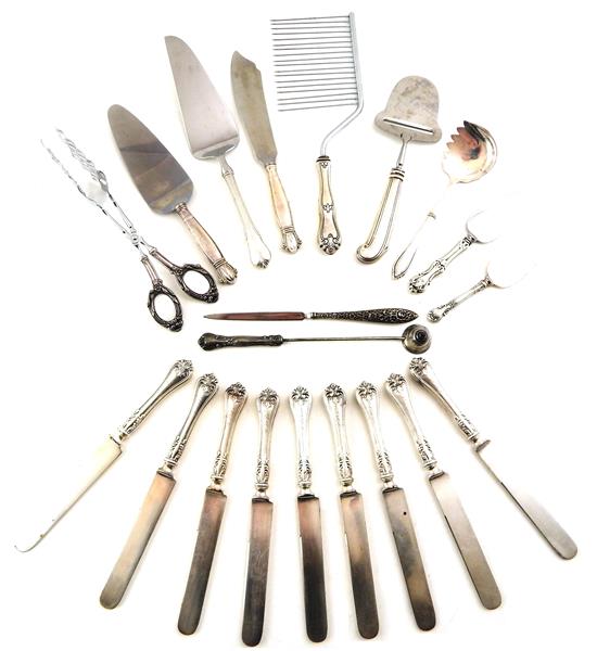 Appraisal: STERLING Twenty sterling silver utensils some with weighted handles Nine