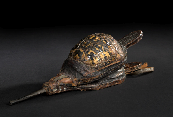 Appraisal: Northern European Wrought-Tin Leather and Box Tortoise Carapace Bellows of