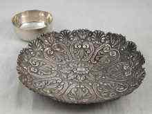 Appraisal: An embossed Turkish silver open dish x cm and a